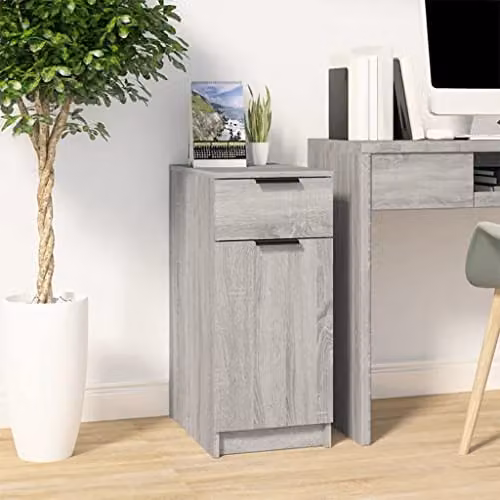vidaXL Grey Sonoma Desk Cabinet with Hinged Doors and Drawers, W/D/H: 50 x 50 x 75 cm – 2
