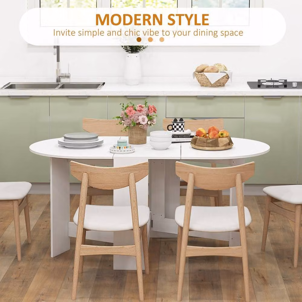 Kelvenix White Folding Drop Leaf Dining Table – 3
