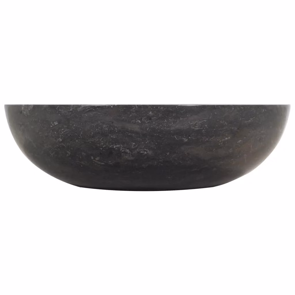 Berkfield Black Natural Stone Round Home Sink W/D/H: 40 x 12 x 12 cm – 4