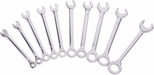 KDMD 10 Piece Mini Combination Spanner Set, 4mm to 11mm, Silver Stainless Steel