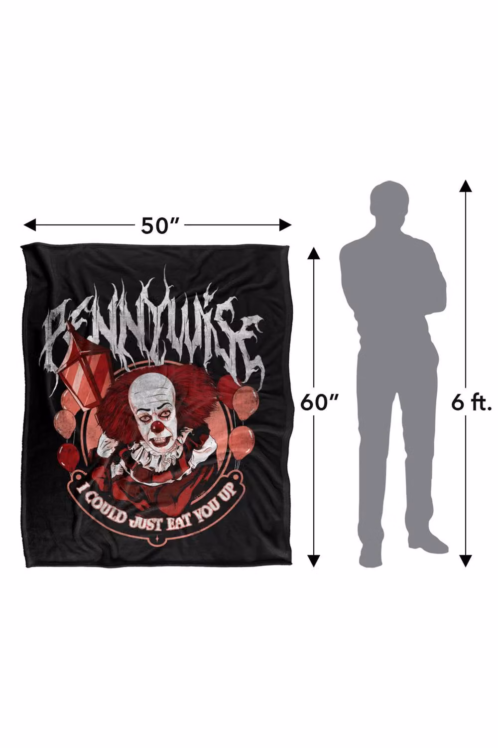Warner Bros. It Pennywise Super Soft Fleece Throw Blanket, Multicolour, W: 152.4 cm, D: 127 cm – 8