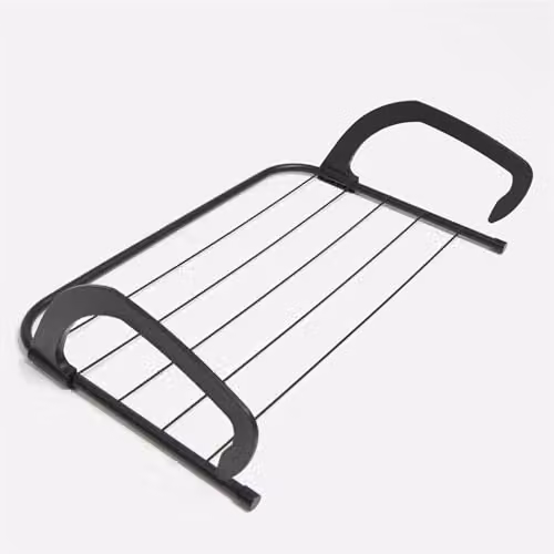 OHS Foldable Over Radiator Clothes Airer with Adjustable Arms and Hooks, Black – 2