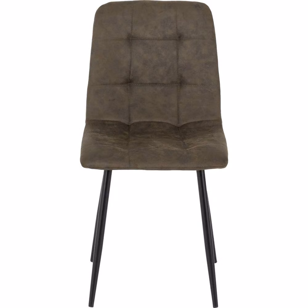 FORGEVIO Set of 2 Modern Olive Green Microfibre Suede Dining Chairs with Black Metal Legs – 2