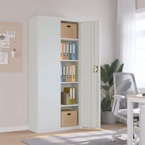 vidaXL Metal File Cabinet in Grey with Lock and Adjustable Shelves, W/D/H: 90 x 40 x 200 cm – 2