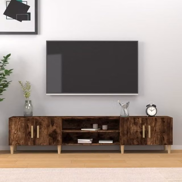 Berkfield Home TV Cabinet in Smoked Oak Brown, W/D/H: 180 x 31.5 x 40 cm – 1