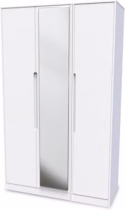 Welcome Monaco 3 Door Tall Mirrored Triple Wardrobe in White
