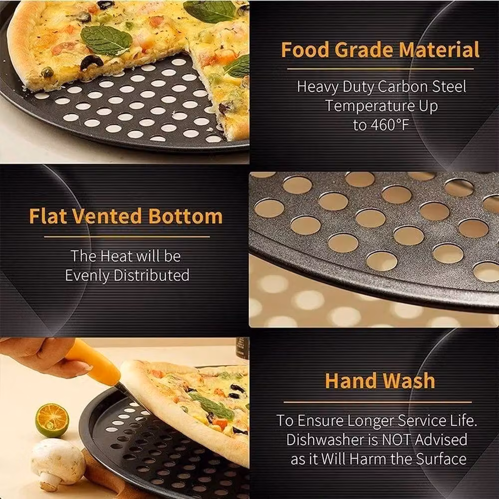 FLAVORA Non-Stick Round Pizza Tray, 24 cm, Grey – 4