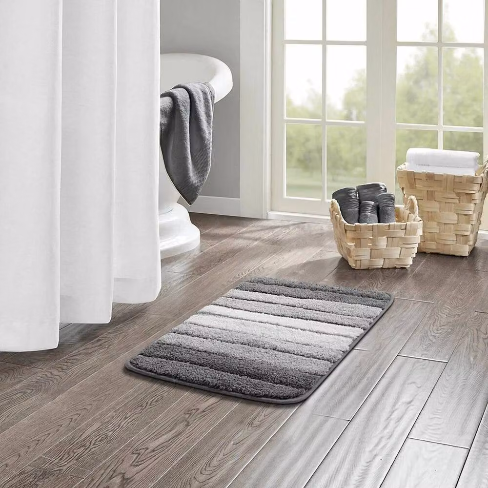 Kelvenix Grey Striped Microfibre Non-Slip Doormat, W: 60 cm, D: 40 cm – 3