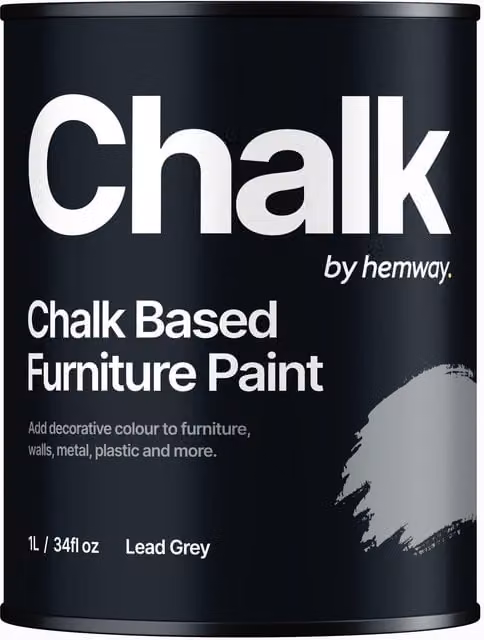 Hemway Chalk Based Furniture Paint in Flat Matt Lead Grey, 1L