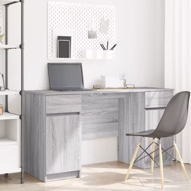 Berkfield Grey Sonoma Writing Desk in Engineered Wood, W/D/H: 140 x 49 x 76 cm – 1