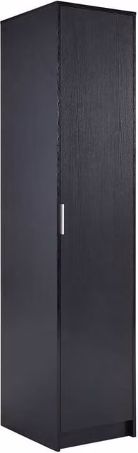FORGEVIO Modern Black Lacquered Wardrobe with Hinged Doors, Hanging Rod and Internal Shelves – 1