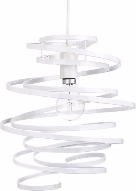 Happy Homewares Gloss Metal Double Ribbon Spiral Swirl Ceiling Light Pendant in White