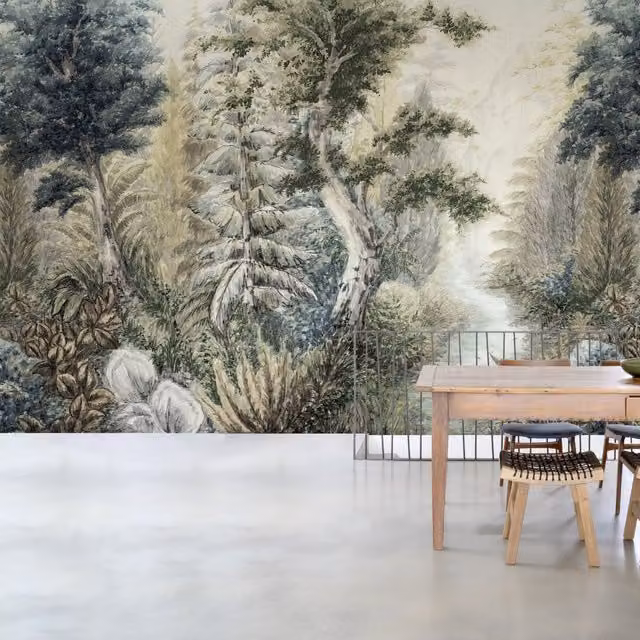 Grandeco Boutique Harmony Forest Walk 5 Lane Nature Landscape Wallpaper Mural in Green