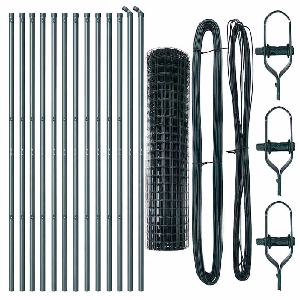 Berkfield Home Euro Fence with 13 Posts, Galvanised Steel, Green, H: 120 cm, W: 25 m – 4