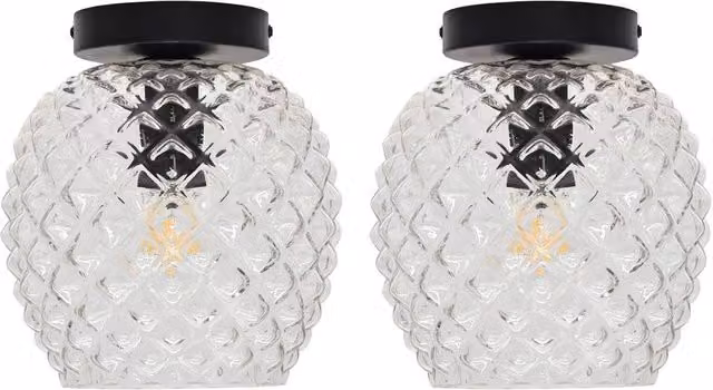 First Choice Lighting Baine Set of 2 Black Ceiling Light Fittings with Transparent Glass – 1
