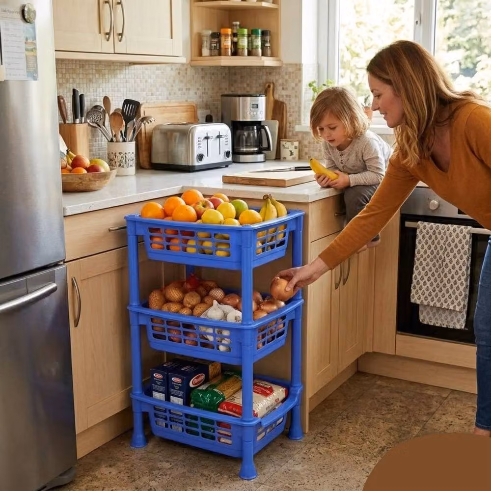 Bedsland 3 Tier Vegetable and Fruit Storage Rack Organizer in Blue – 5