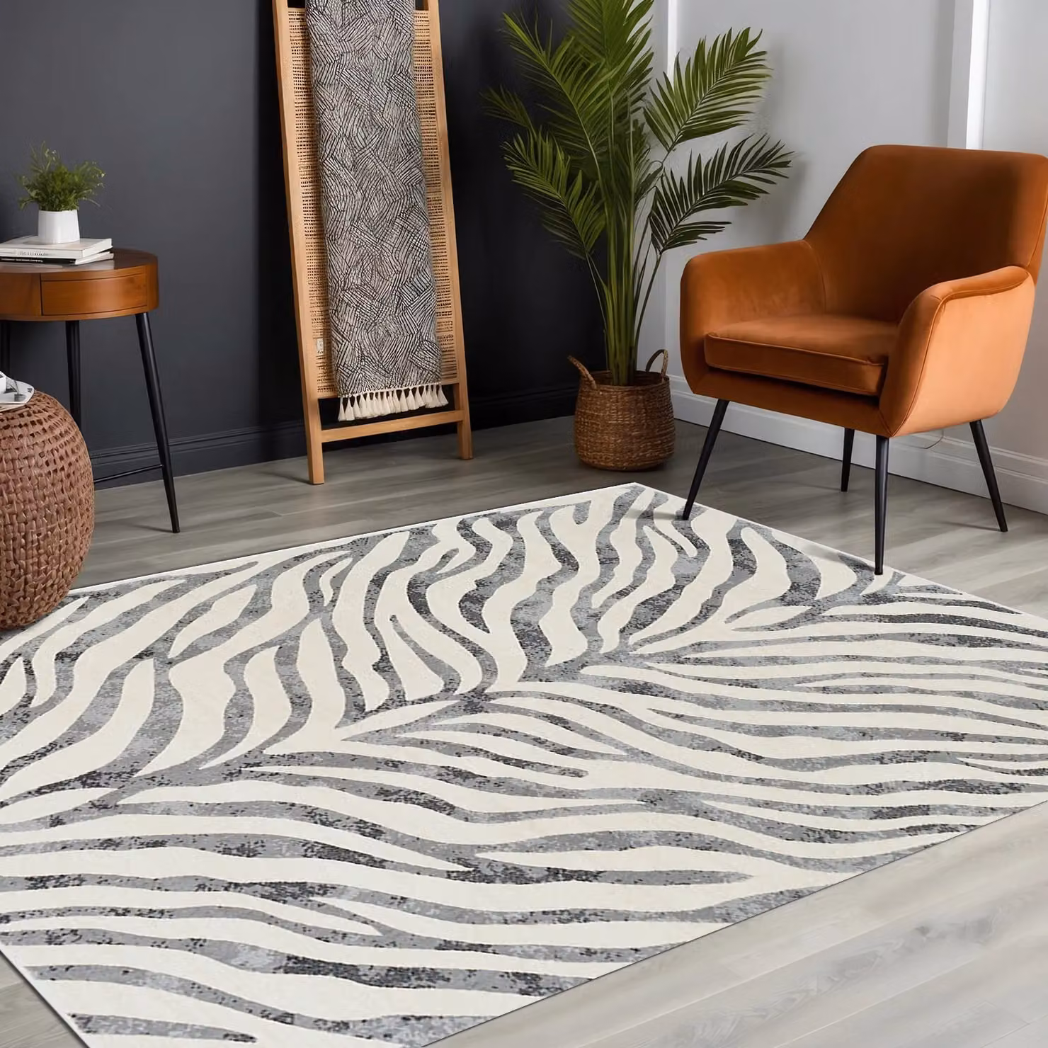 Livabliss City Boho Zebra Animal Print Rug in Grey, Beige and Yellow, W: 140 cm, D: 200 cm – 7