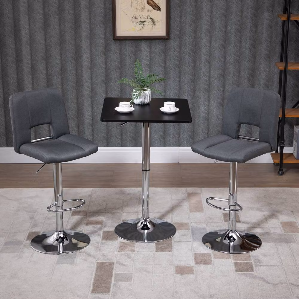 STILVORA Adjustable Height Bar Table with Black Steel Base and MDF Top – 2