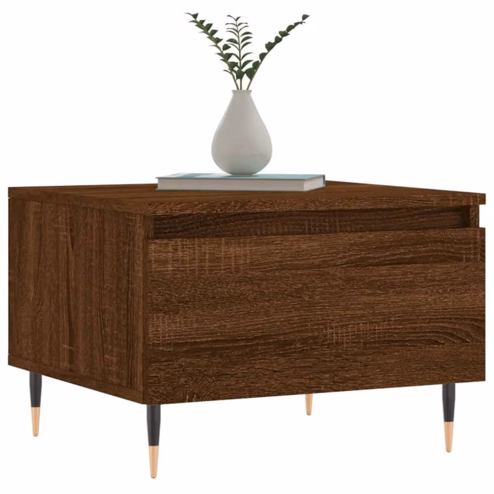 Berkfield Home Set of 2 Modern Square Nested Coffee Tables in Brown Oak, W/D/H: 50 x 46 x 35 cm – 3