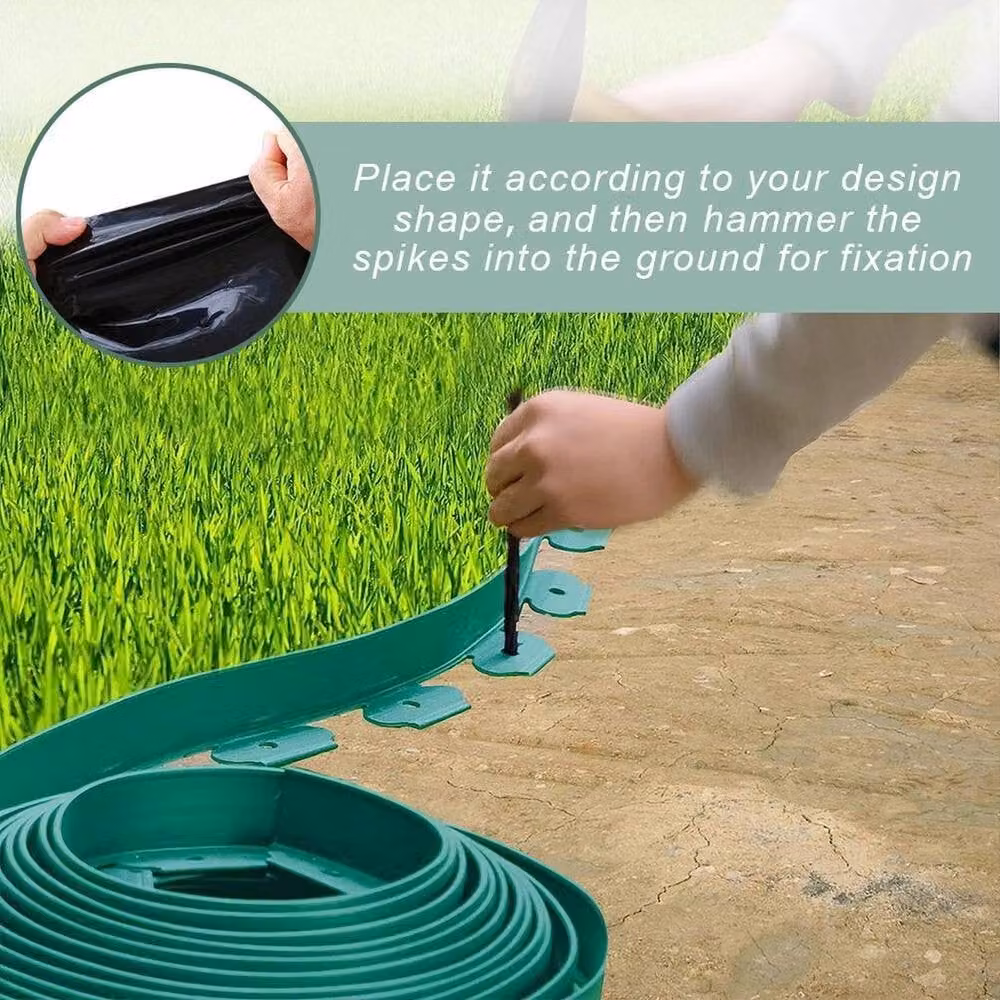FLAVORA Green Plastic Grass Lawn Path Edge Pathway – 4