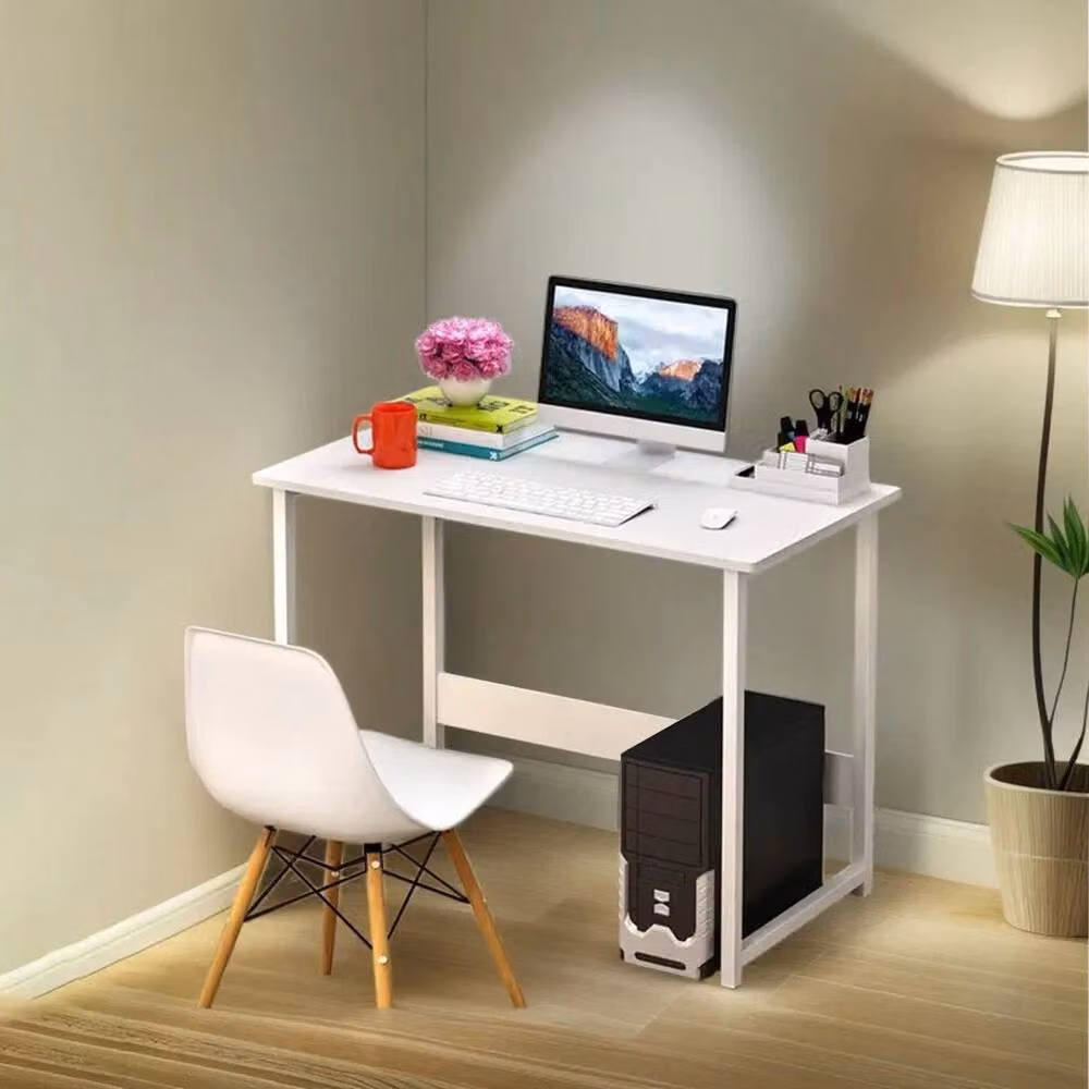 PAWNORA Modern White Computer Desk and Laptop Study Table with Metal Legs – 3