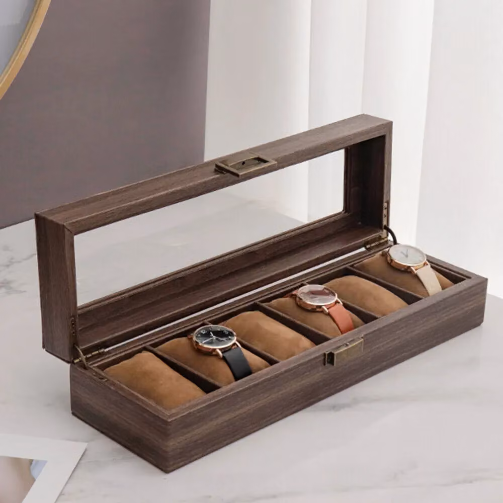 Xample Luxury PU Leather 10 Grid Watch Display Case and Storage Organizer Box in Brown – 5