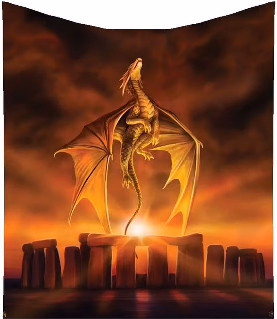 Nemesis Now Anne Stokes Solstice Throw, Multicolour and Orange, 160 cm