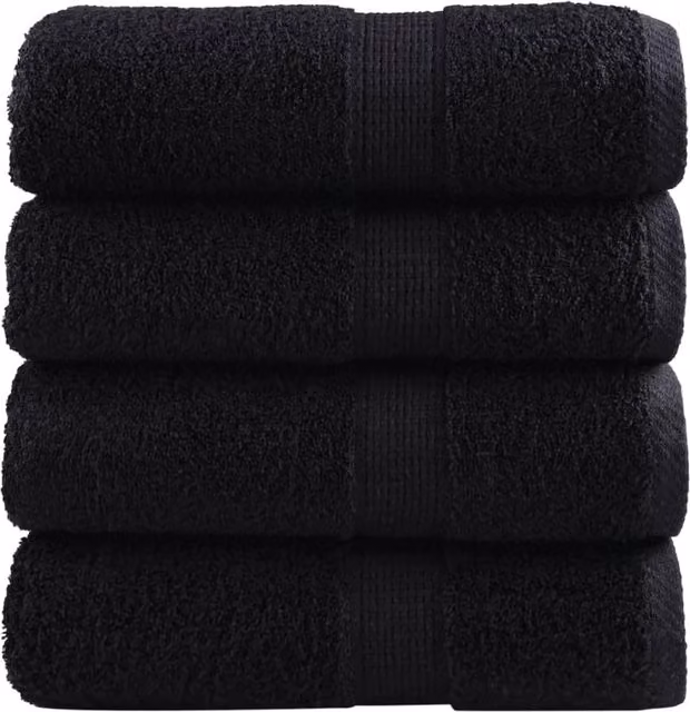 Berkfield Home SOLUND Premium Cotton Soap Towels, Black, 4 Pack, W/D/H: 30 x 30 x 30 cm, 600 gsm – 1