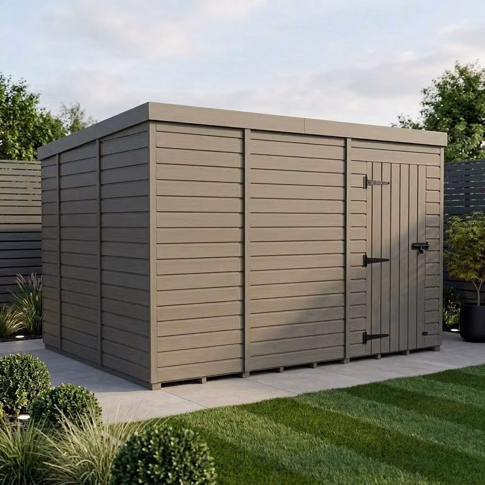 Buttercup Farm Grey Composite Pent Garden Shed with Single Door, W: 305 cm, D: 305 cm, H: 210 cm – 2