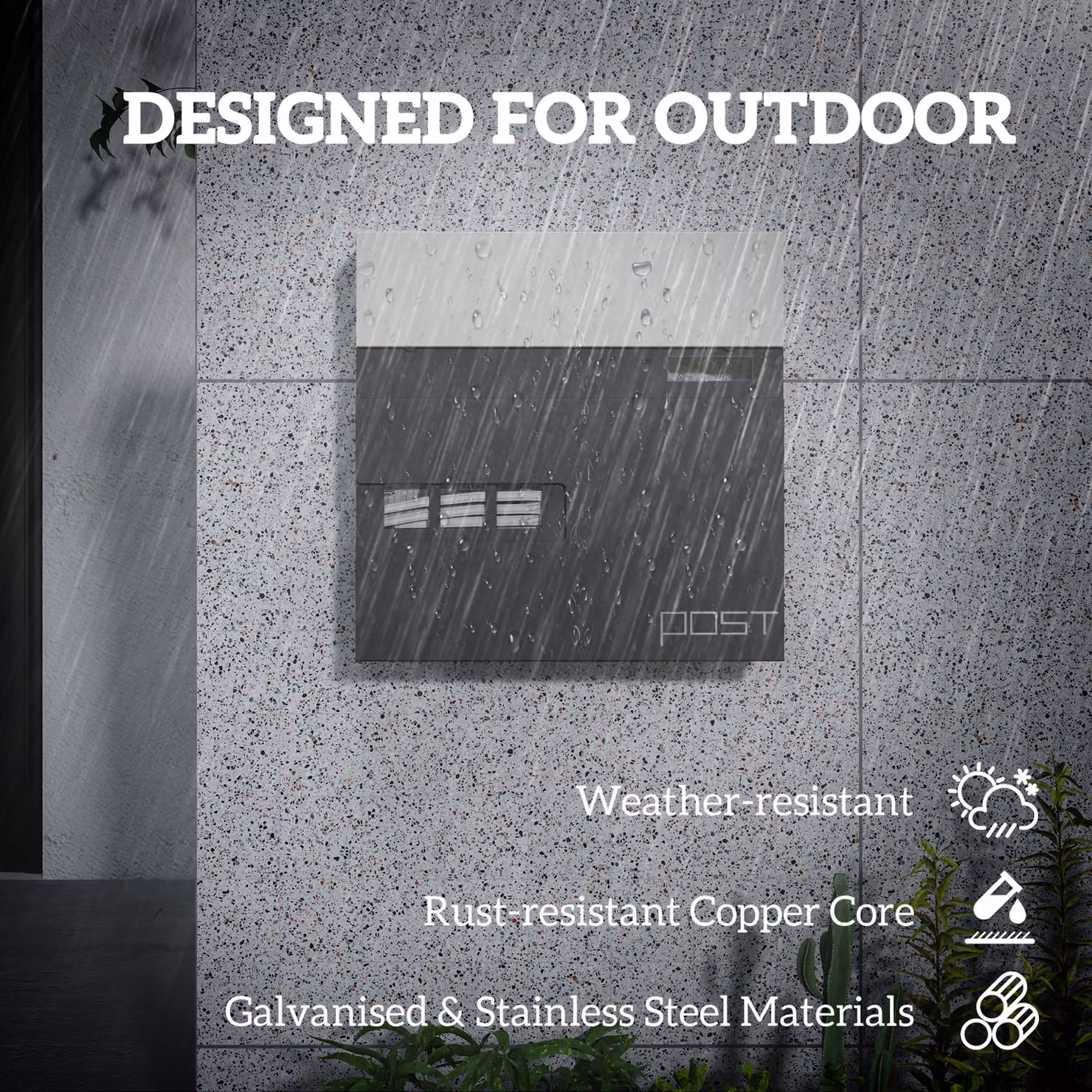 HOMCOM Wall Mounted Steel Letterbox with Viewing Window and 2 Locks, Charcoal Grey – 4