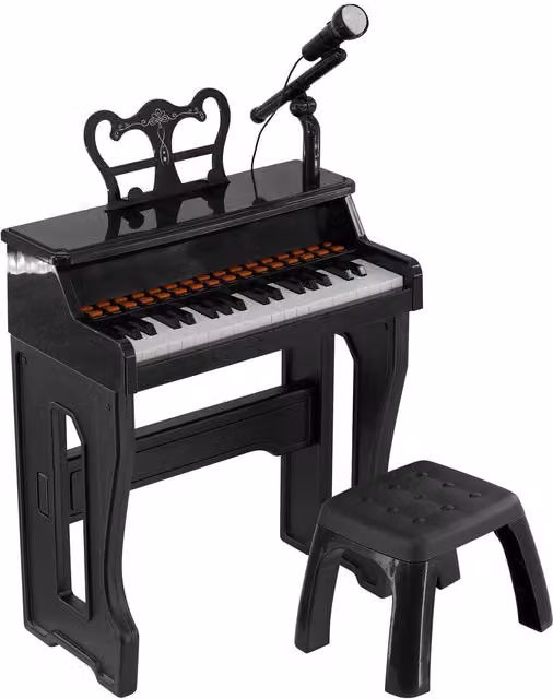 The Magic Toy Shop Kids Electronic Piano Keyboard with Microphone, 37 Keys, Black