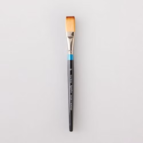 Daler-Rowney Aquafine Watercolour Brush, Soft Synthetic Hair, Short Handle, One Stroke, 3/4in, Multicolour