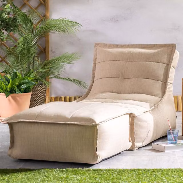 icon Dolce Indoor Outdoor Lounger Bean Bag in Natural Beige