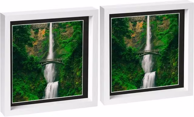 Nicola Spring Pack of 2 White and Black Square 3D Box Photo Frames with Glass, W/D/H: 25.4 x 25.4 x 25.4 cm