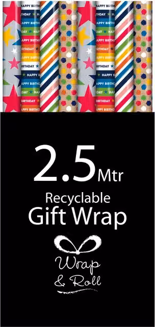 Generic Multicolour and White Birthday Paper Gift Wrap, 2.5m
