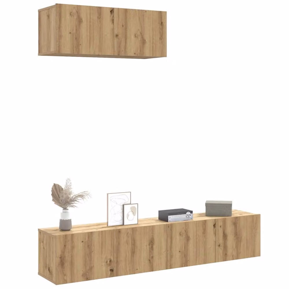 Berkfield Home Classic 3 Piece Wall-Mounted TV Cabinet Set in Brown Artisan Oak – 2