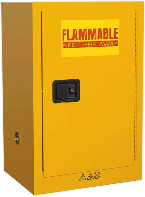 Loops Flammable Substance Storage Cabinet in Yellow and Multicolour with Lockable Metal Doors, W/D/H: 58.5 x 45.5 x 89.0 cm