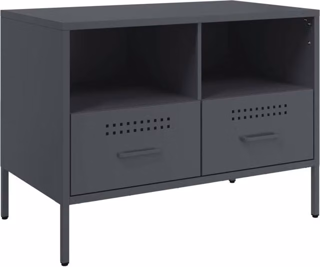 Berkfield Home Industrial Metal TV Cabinet in Anthracite Grey, W: 68 cm, D: 39 cm, H: 50.5 cm – 1