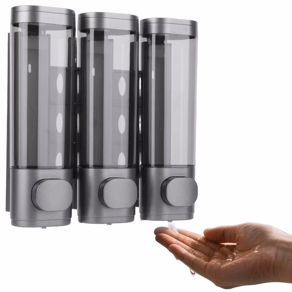Havendro 3-in-1 Wall Mounted Refillable Shampoo and Conditioner Dispenser, Grey – 3