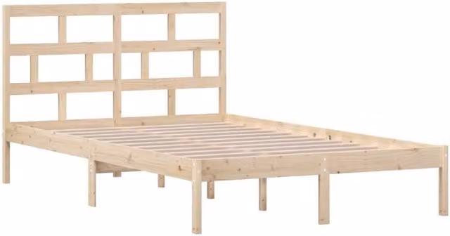 Berkfield Home Beautiful Solid Wood Pine Bed Frame in Beige, W/D/H: 120 x 200 cm