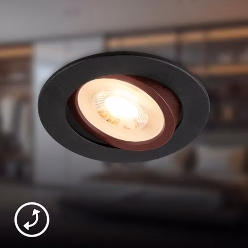 Briloner Set of 3 Adjustable LED Recessed Downlights with GU10 Bulbs, Warm White, Black, H x W x D: 8.0 x 6.0 x 2.2 cm – 4