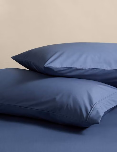 M&S 2 Pack Egyptian Cotton Pillowcases in Blue