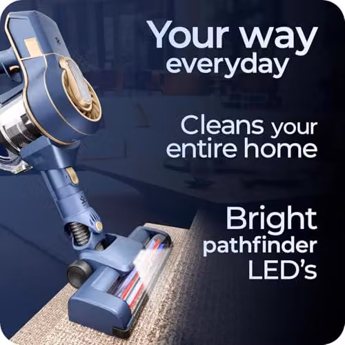 Avalla D-3 Cordless Vacuum Cleaner in Blue, 150W Bagless Handheld Vacuum with HEPA Filter and LED Headlight – 4