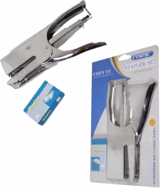 KDMD Heavy Duty Metal Stapler Set in Silver with Staples