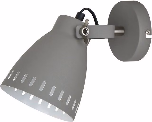 Netlighting Industrial and Retro Metal Wall Lamp with Grey Cone Shade and E27 Socket in Satin Grey