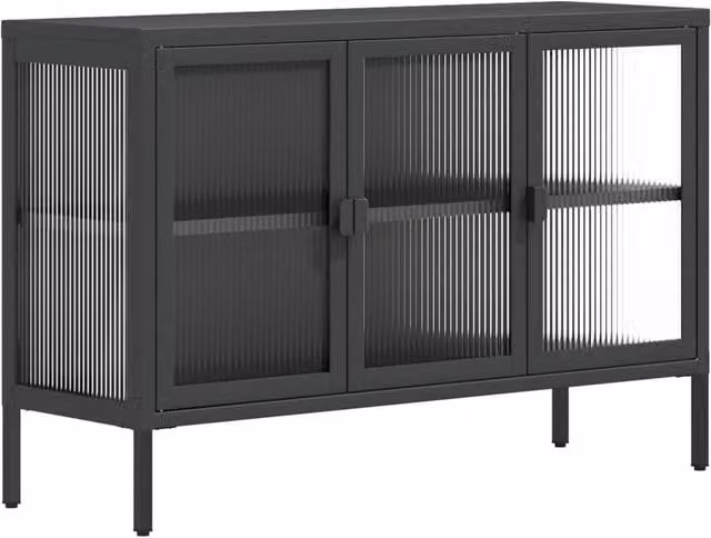 Berkfield Home Modern Black Sideboard with Glass and Metal, W/D/H: 105 x 35 x 70 cm – 1