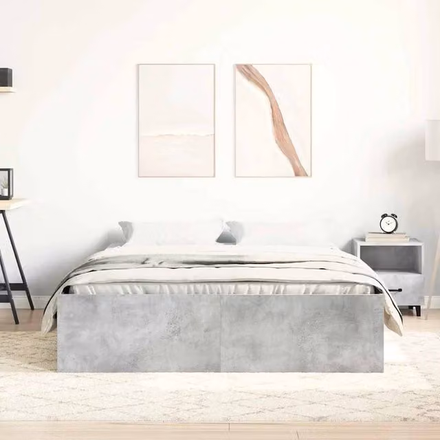 Berkfield Home Modern Small Double Bed Frame in Concrete Grey – 1