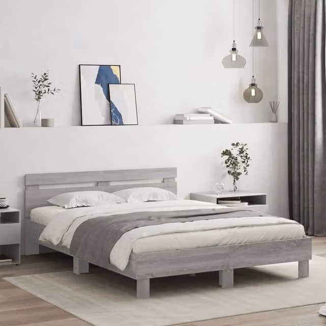 Berkfield Home Sonoma King Size Bed Frame in Grey, 150 x 200 cm