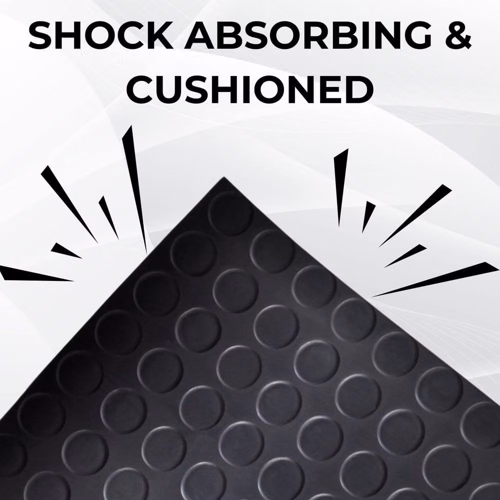 Ark Mat Black Rubber Flooring Matting with Geometric Coin Pattern W: 180 cm, D: 500 cm, H: 0.3 cm – 8