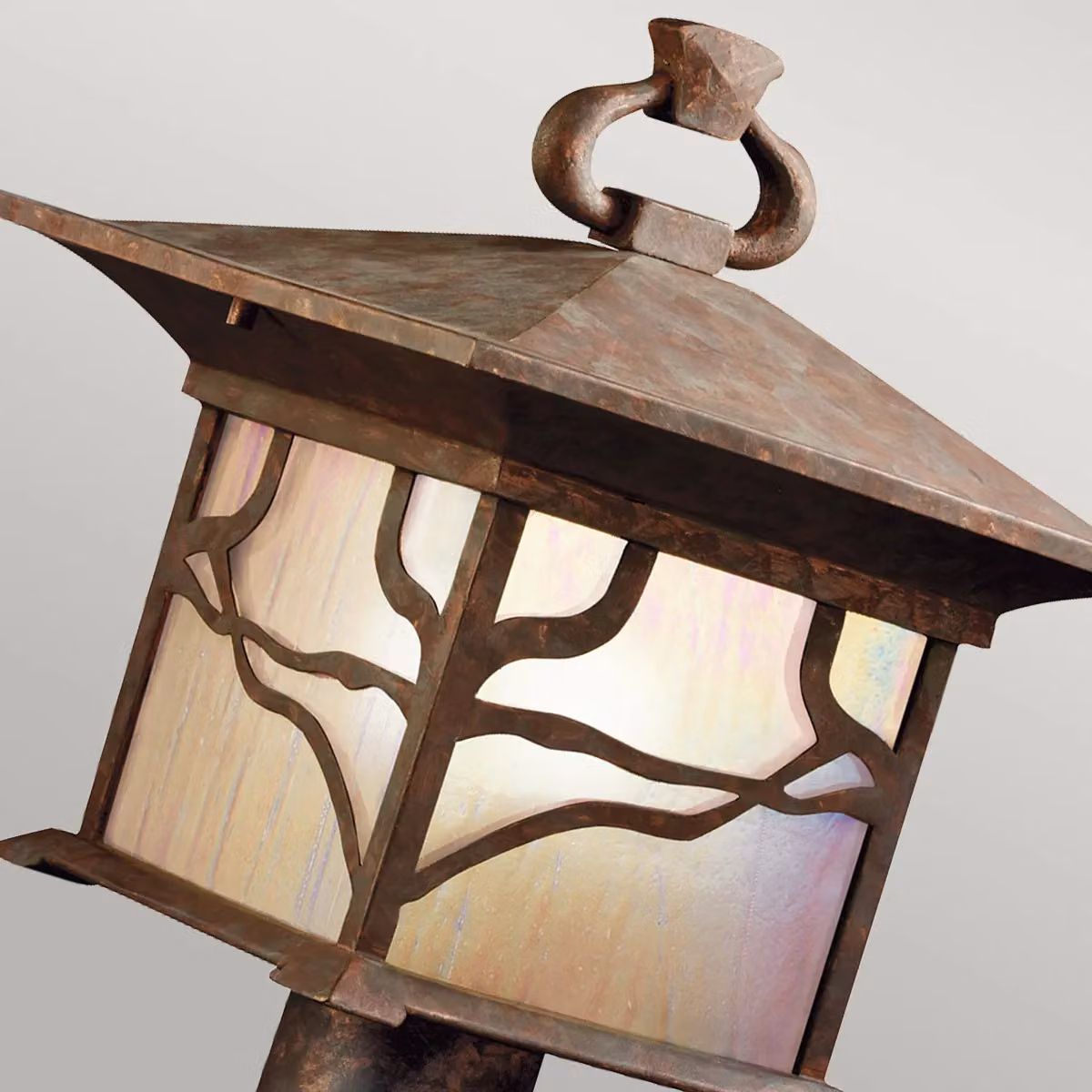 Kichler Morris Outdoor 1 Light Pedestal Lantern in Copper and Brown with Transparent Glass, IP44 – 2